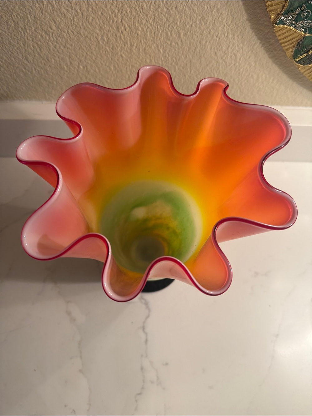 Art Glass Ruffled Vase Large - Picture 3 of 7
